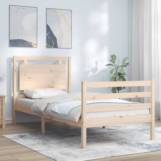 vidaXL Estructura de cama individual con cabecero madera maciza