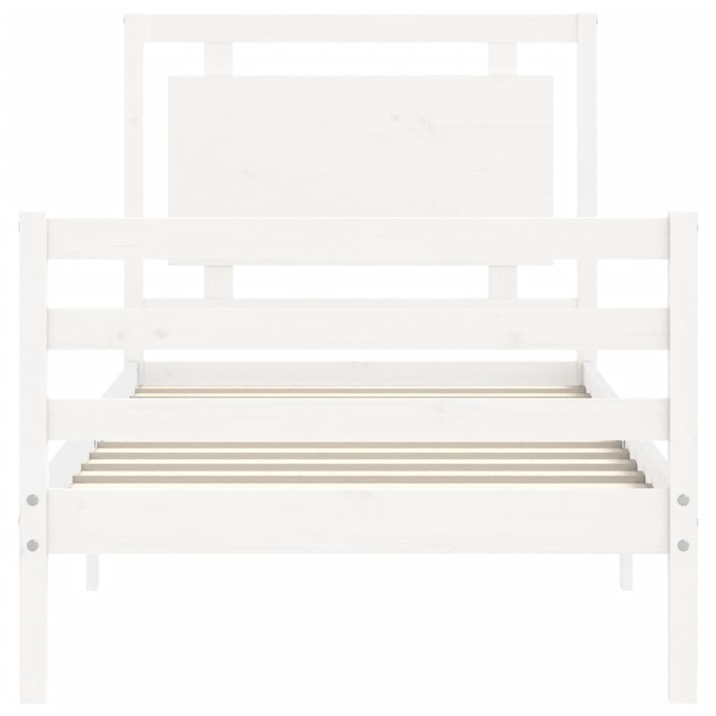 vidaXL Estructura de cama individual con cabecero madera maciza blanco