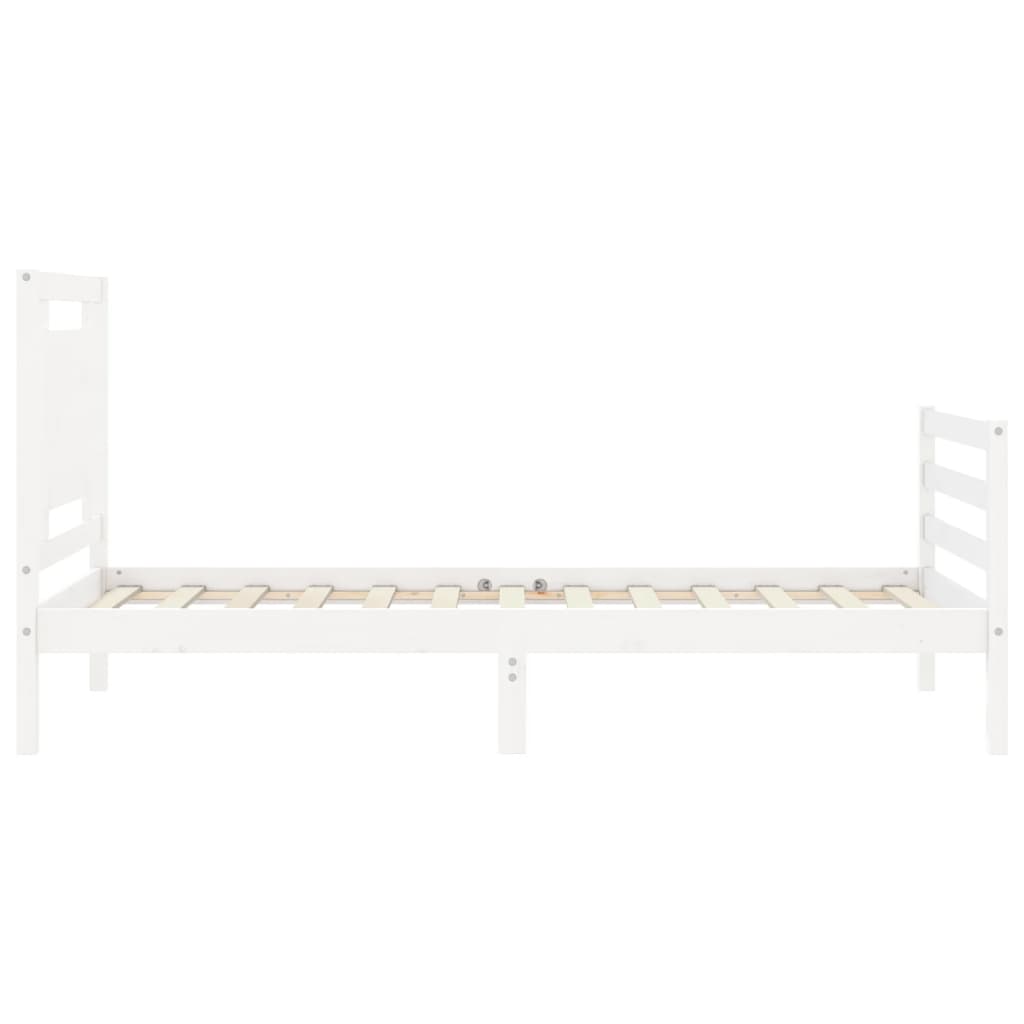 vidaXL Estructura de cama individual con cabecero madera maciza blanco