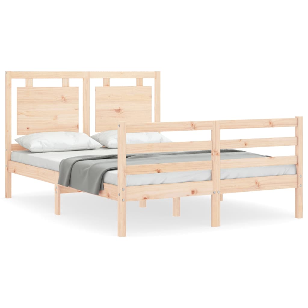 vidaXL Estructura de cama de matrimonio con cabecero madera maciza