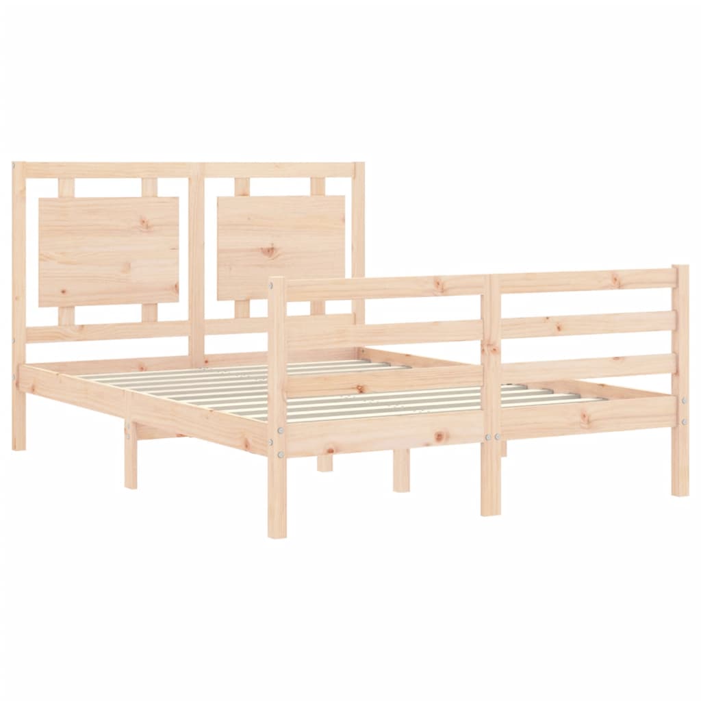 vidaXL Estructura de cama de matrimonio con cabecero madera maciza