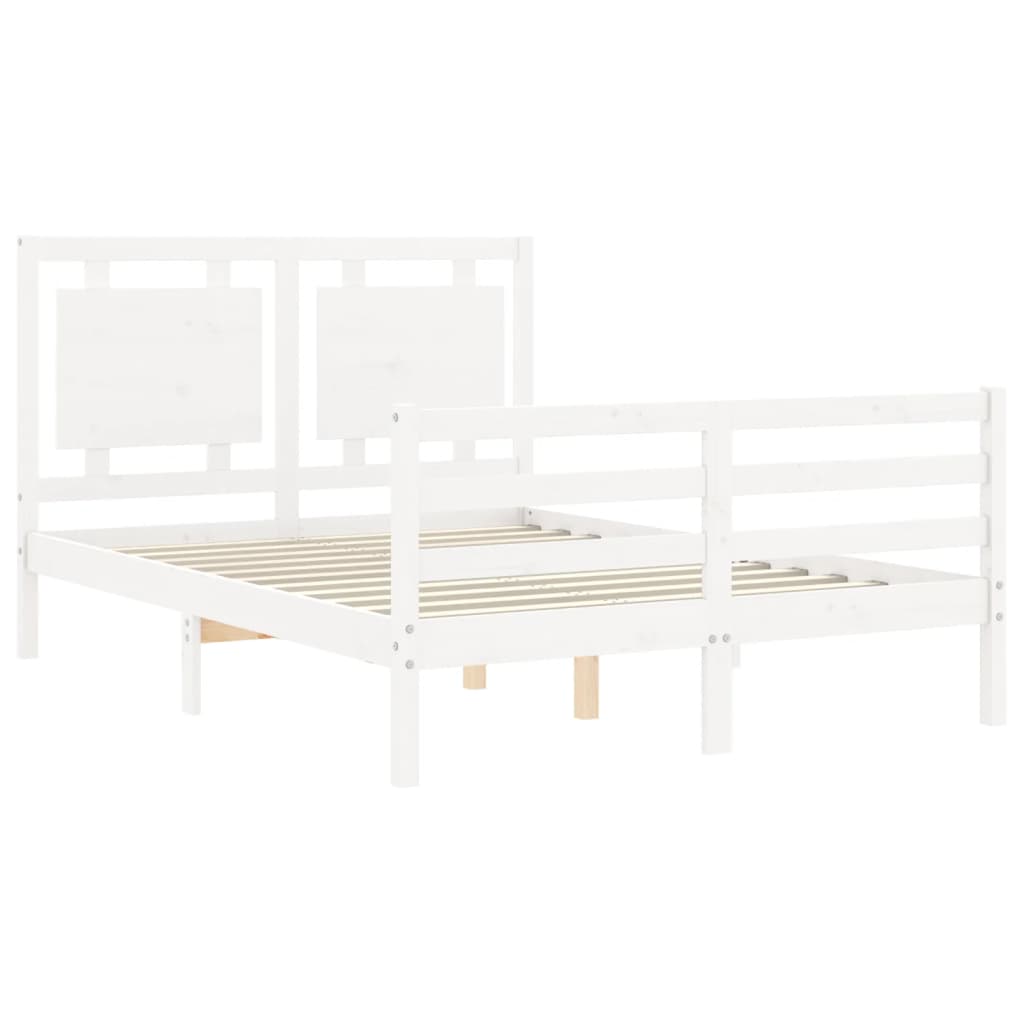 vidaXL Estructura cama de matrimonio con cabecero madera maciza blanco