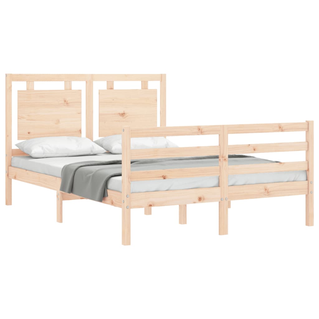 vidaXL Estructura de cama de matrimonio con cabecero madera maciza