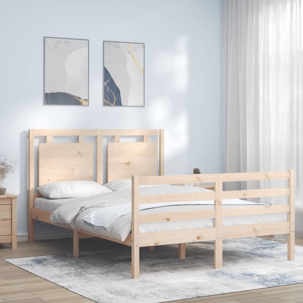 vidaXL Estructura de cama de matrimonio con cabecero madera maciza