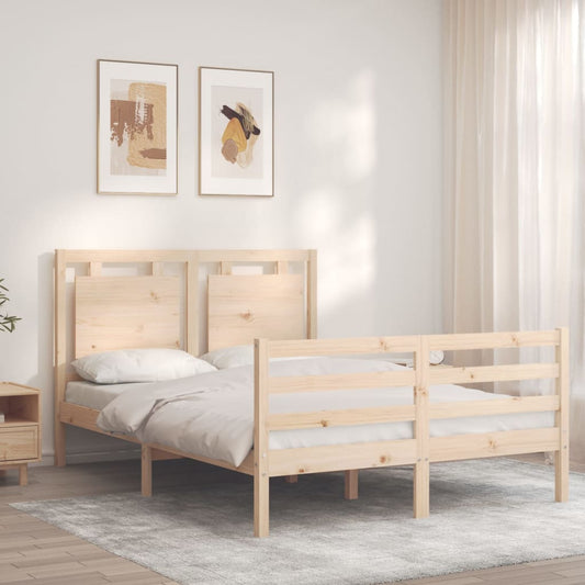 vidaXL Estructura de cama de matrimonio con cabecero madera maciza