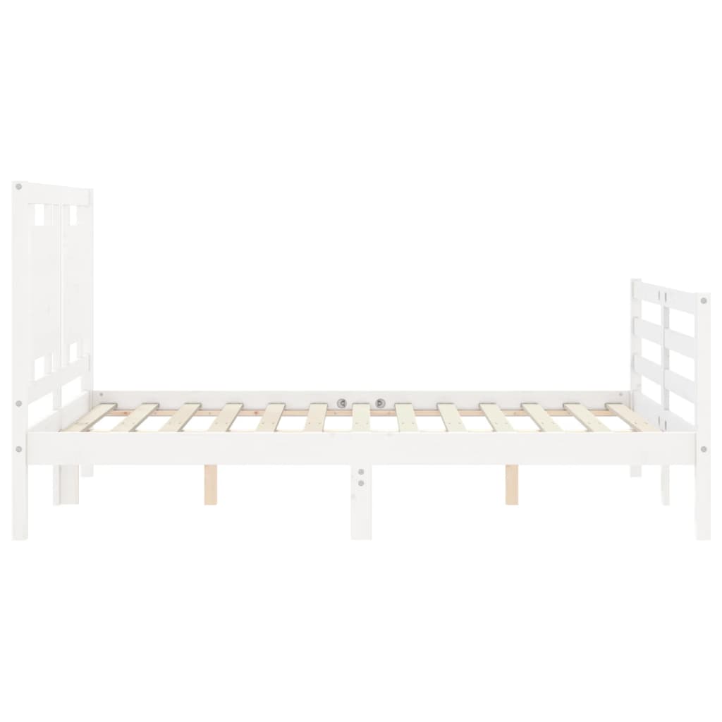 vidaXL Estructura cama de matrimonio con cabecero madera maciza blanco