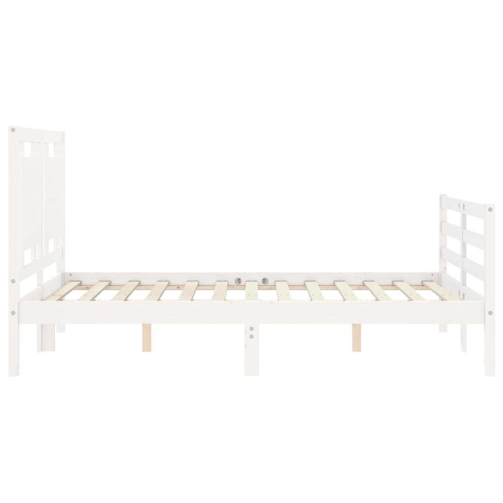 vidaXL Estructura de cama con cabecero madera maciza blanco 140x190 cm