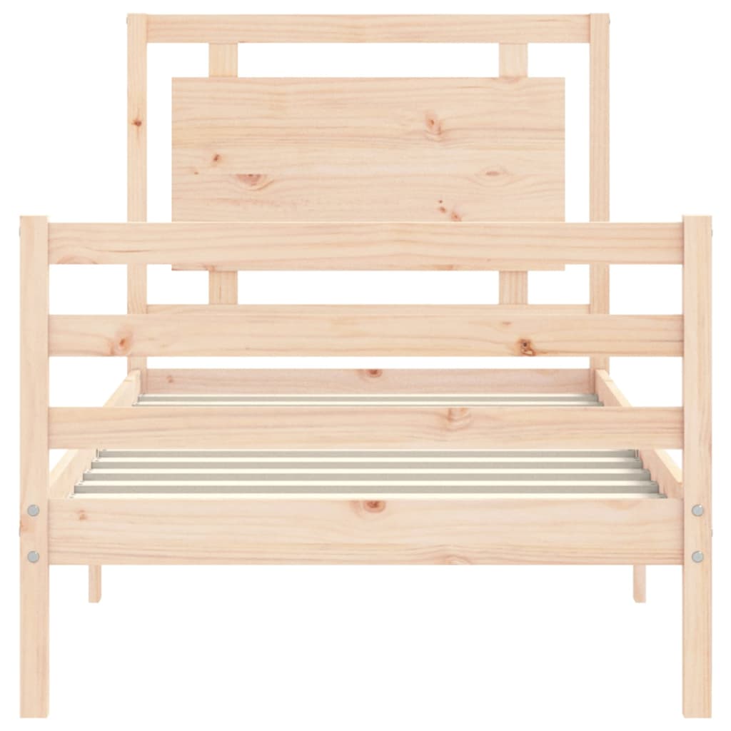 vidaXL Estructura de cama con cabecero madera maciza 90x200 cm