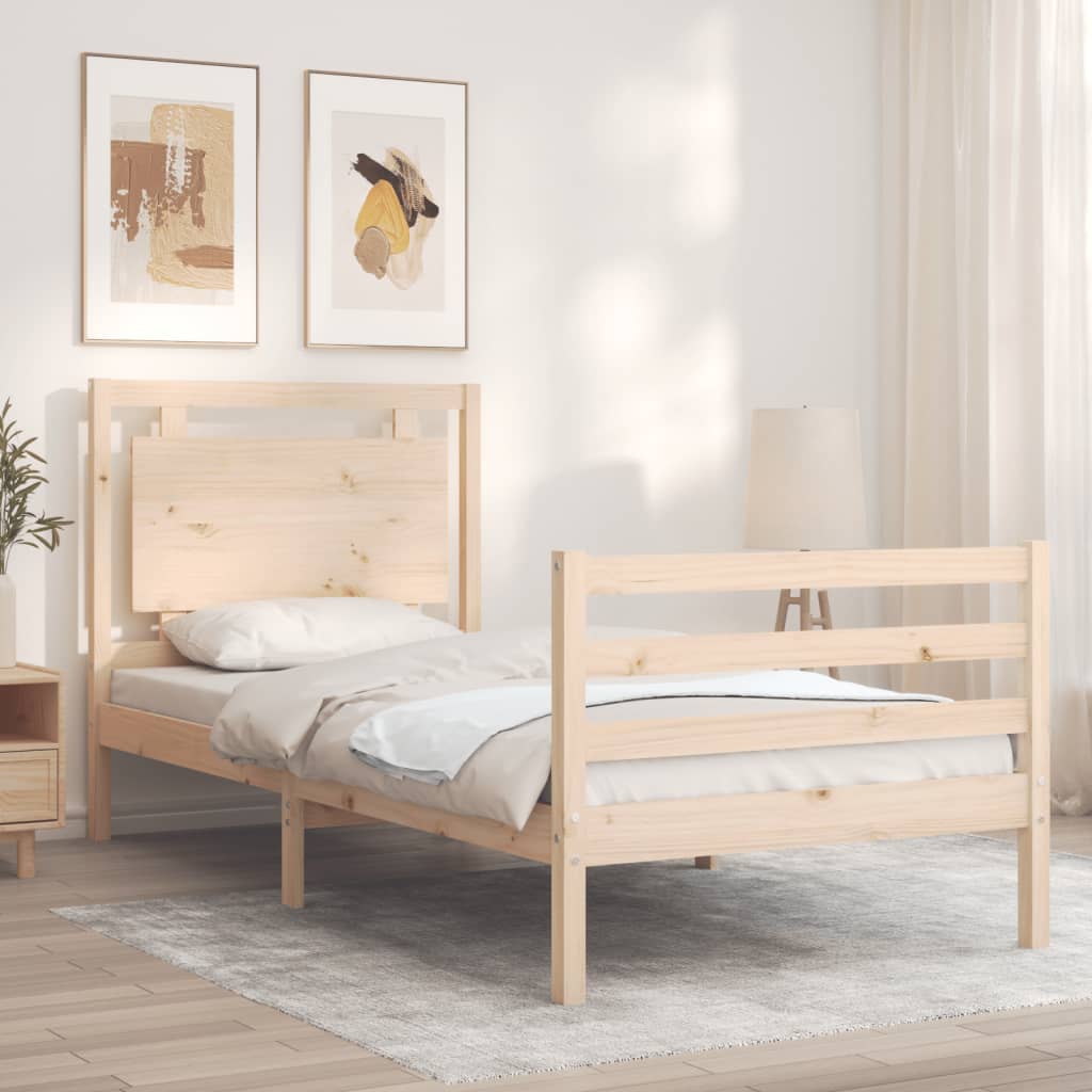 vidaXL Estructura de cama con cabecero madera maciza 100x200 cm