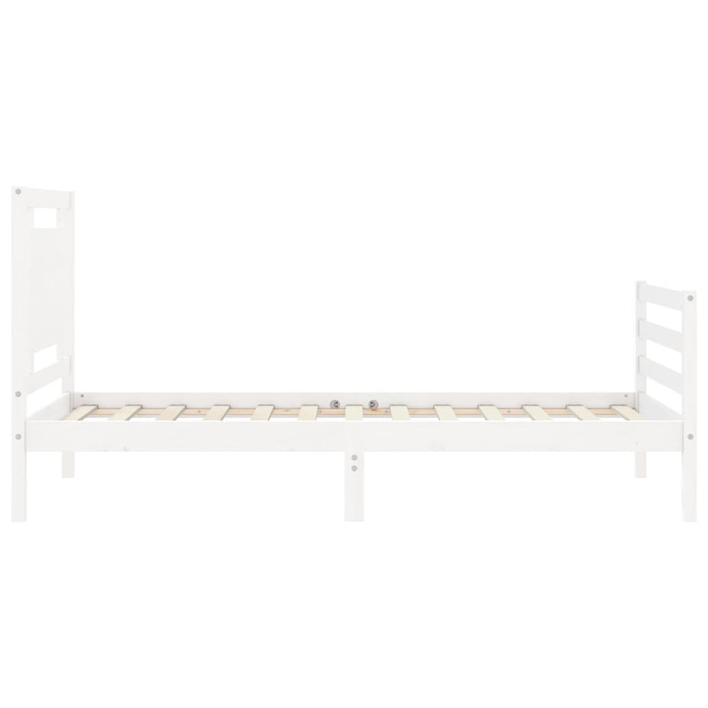 vidaXL Estructura de cama con cabecero madera maciza blanco 100x200 cm