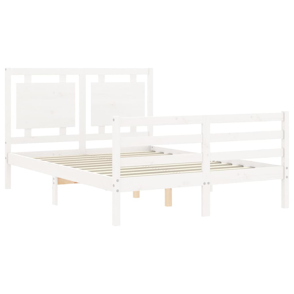 vidaXL Estructura de cama con cabecero madera maciza blanco 140x200 cm