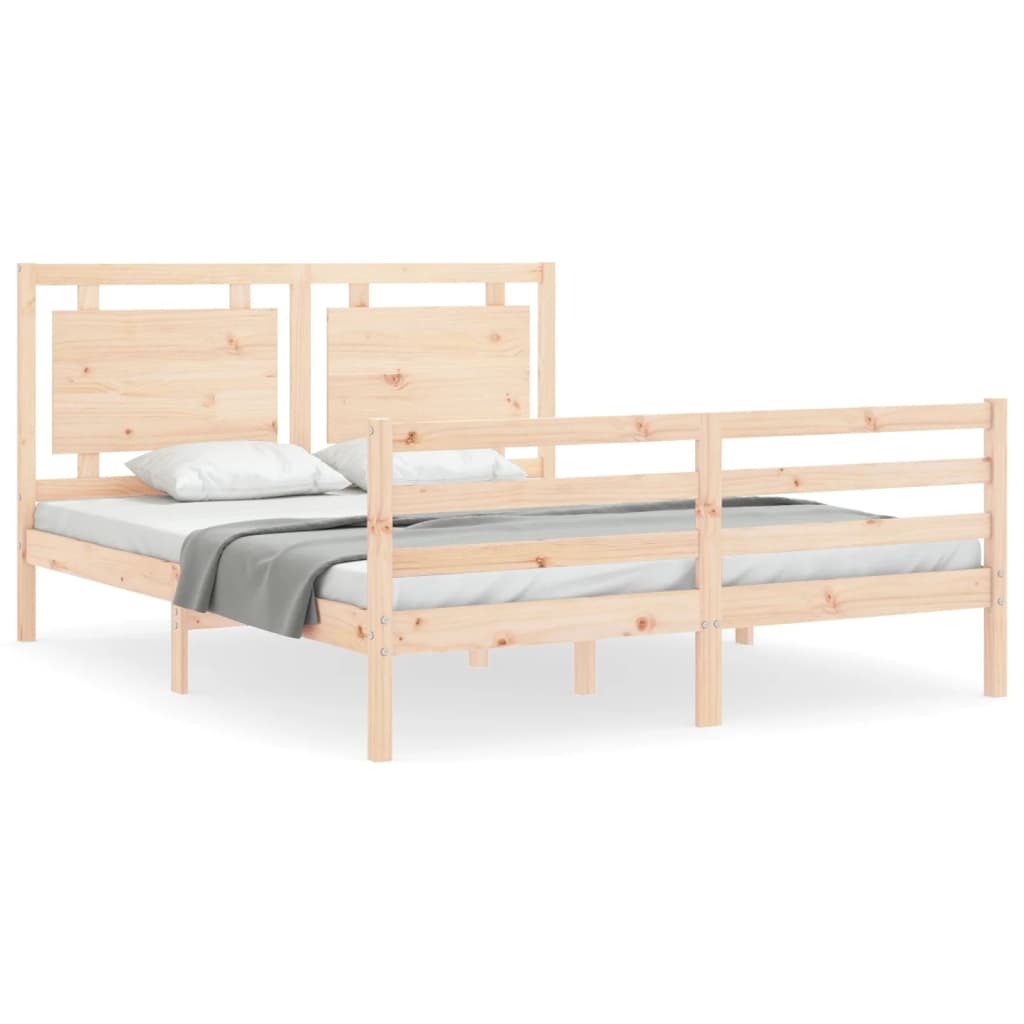 vidaXL Estructura de cama de matrimonio con cabecero madera maciza