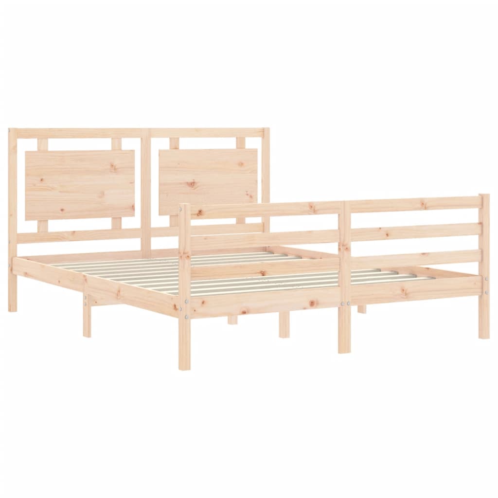 vidaXL Estructura de cama de matrimonio con cabecero madera maciza