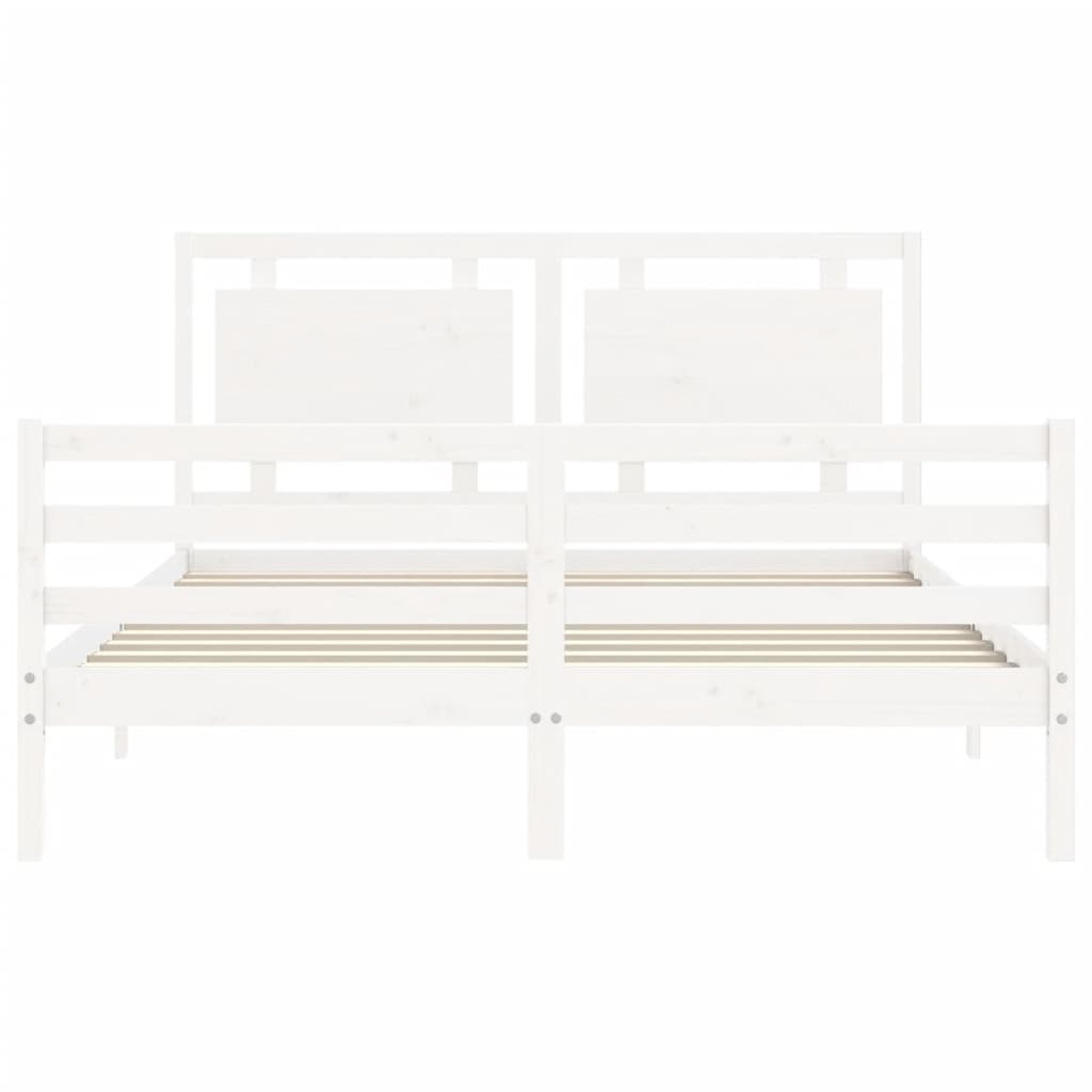 vidaXL Estructura de cama con cabecero madera maciza blanco 160x200 cm