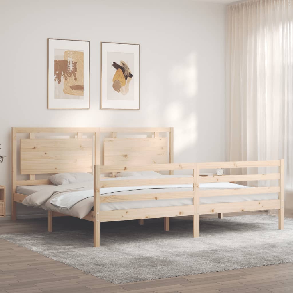 vidaXL Estructura de cama de matrimonio con cabecero madera maciza