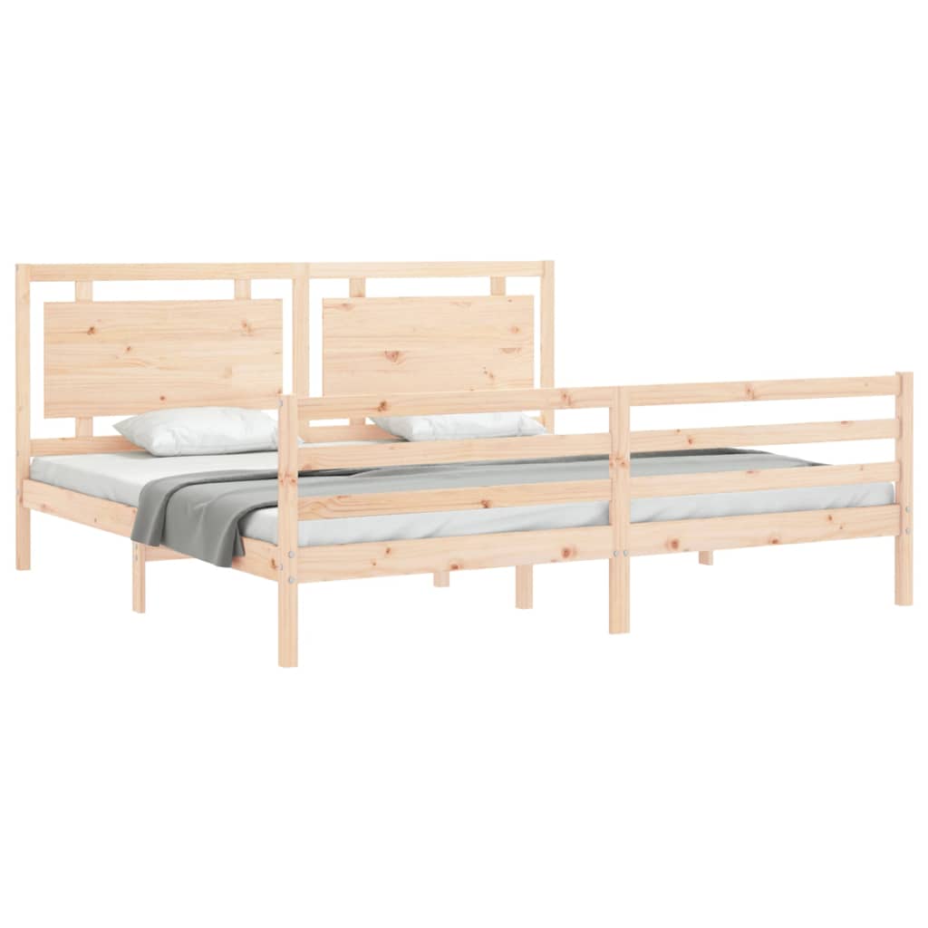 vidaXL Estructura de cama de matrimonio con cabecero madera maciza