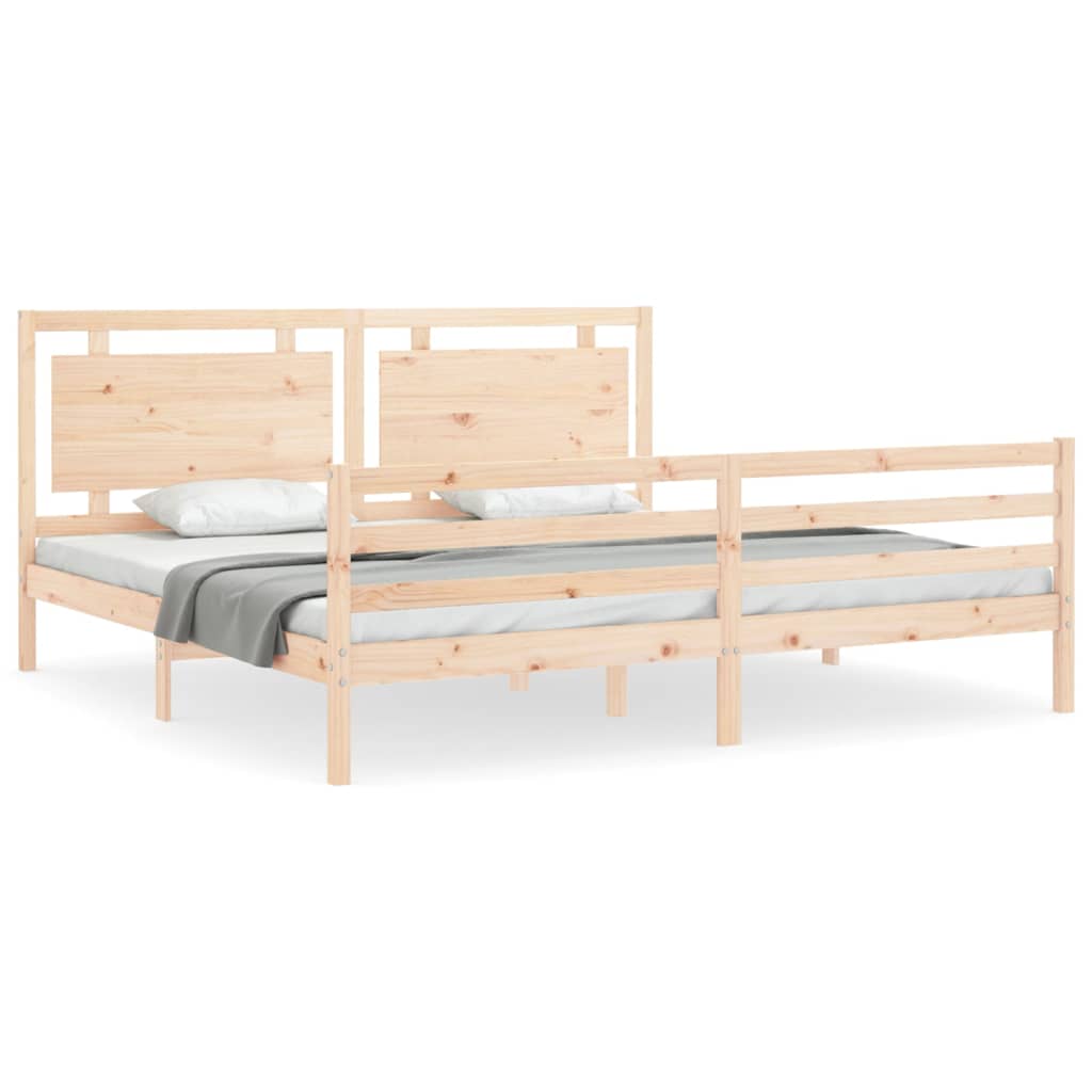 vidaXL Estructura de cama con cabecero madera maciza 200x200 cm