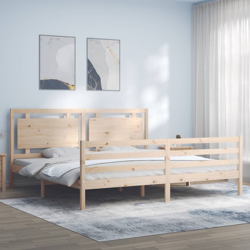 vidaXL Estructura de cama con cabecero madera maciza 200x200 cm