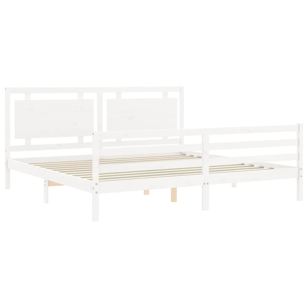 vidaXL Estructura de cama con cabecero madera maciza blanco 200x200 cm