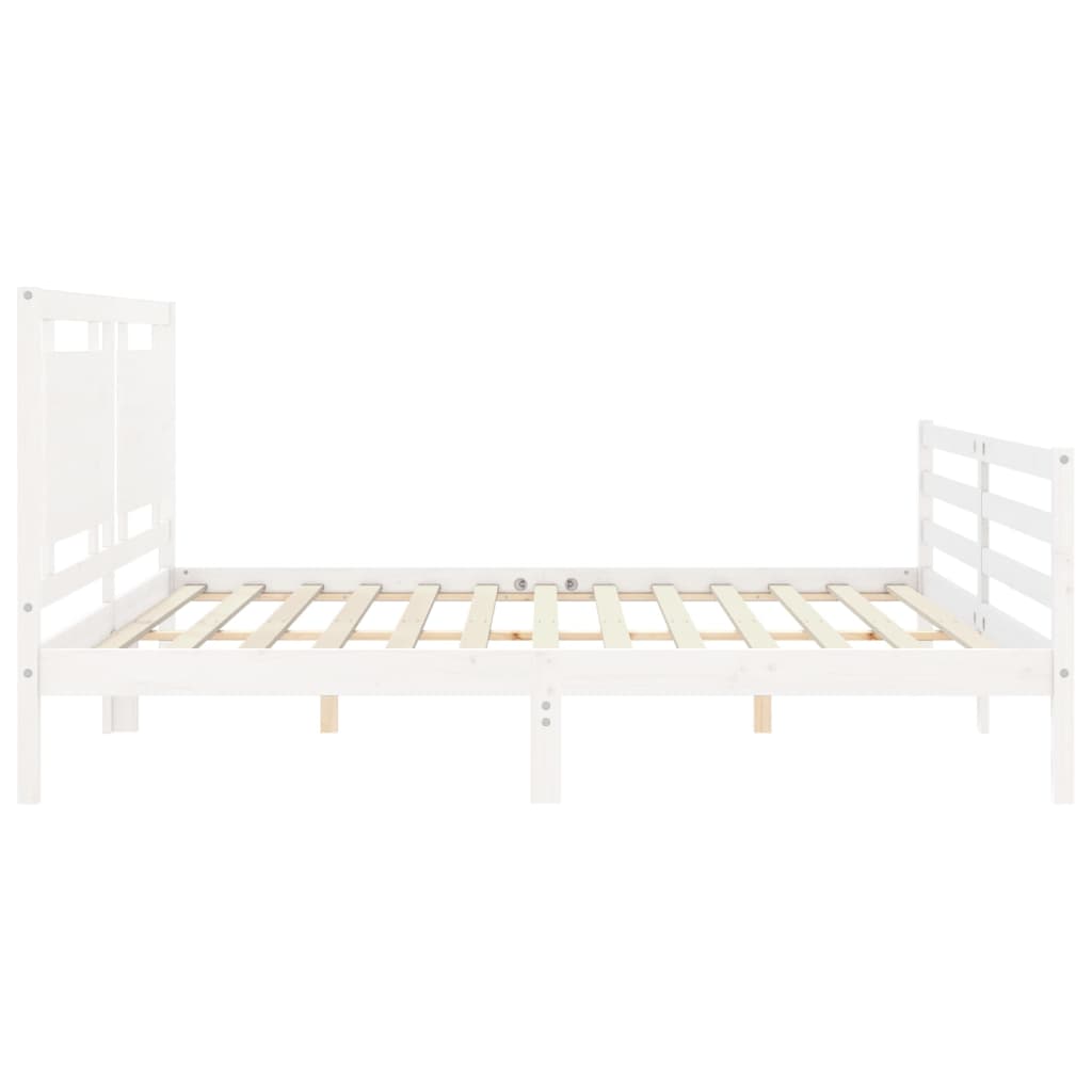 vidaXL Estructura de cama con cabecero madera maciza blanco 200x200 cm