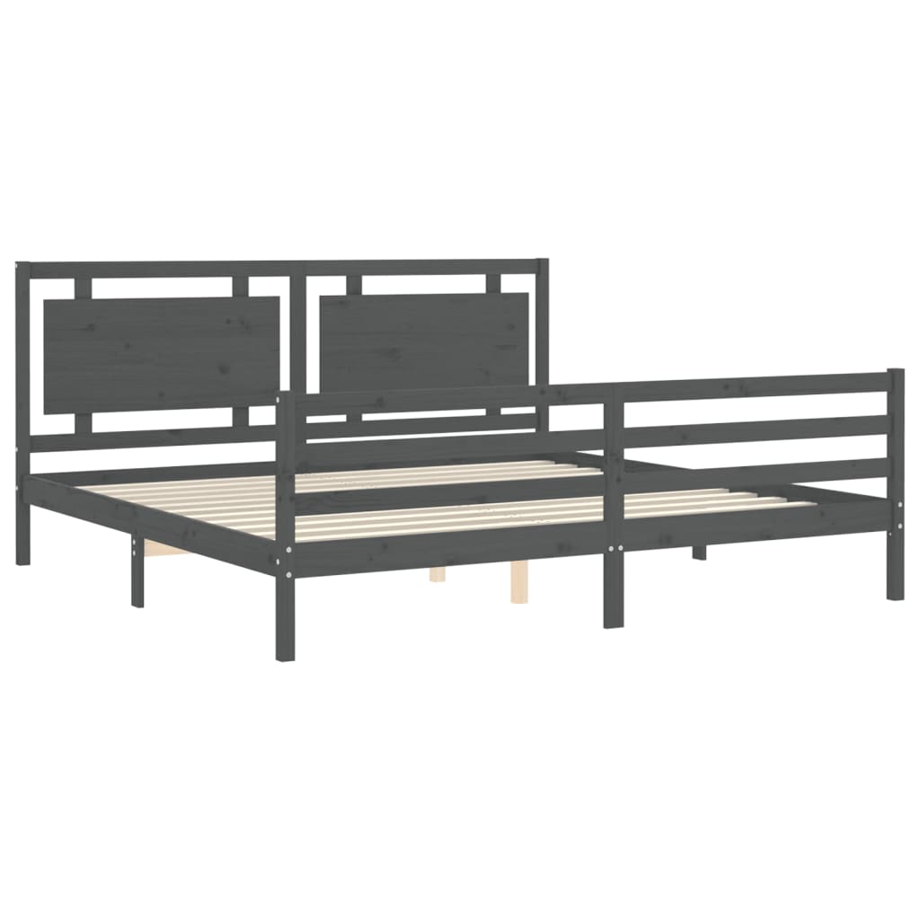 vidaXL Estructura de cama con cabecero madera maciza gris 200x200 cm