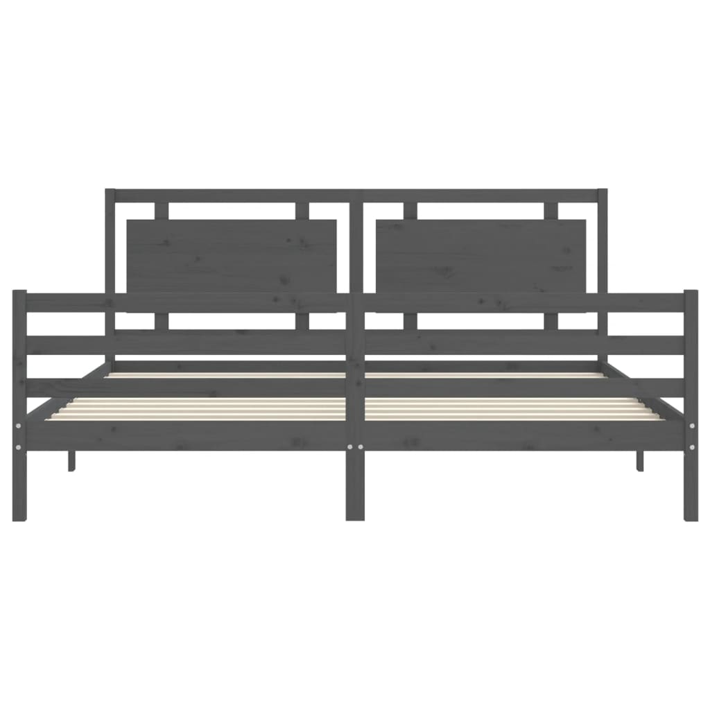 vidaXL Estructura de cama con cabecero madera maciza gris 200x200 cm