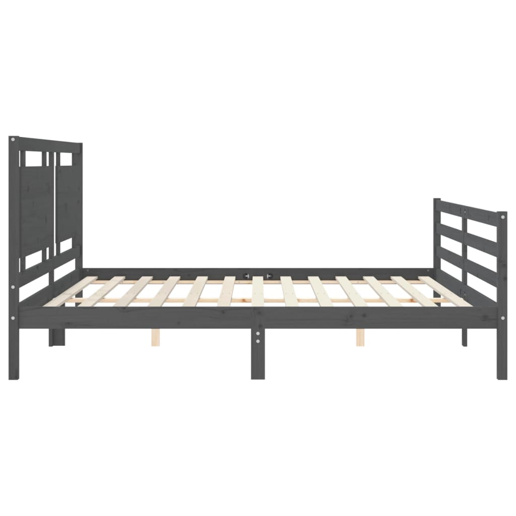 vidaXL Estructura de cama con cabecero madera maciza gris 200x200 cm