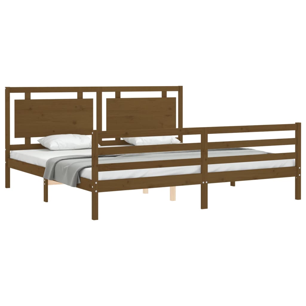 vidaXL Estructura cama y cabecero madera maciza marrón miel 200x200 cm