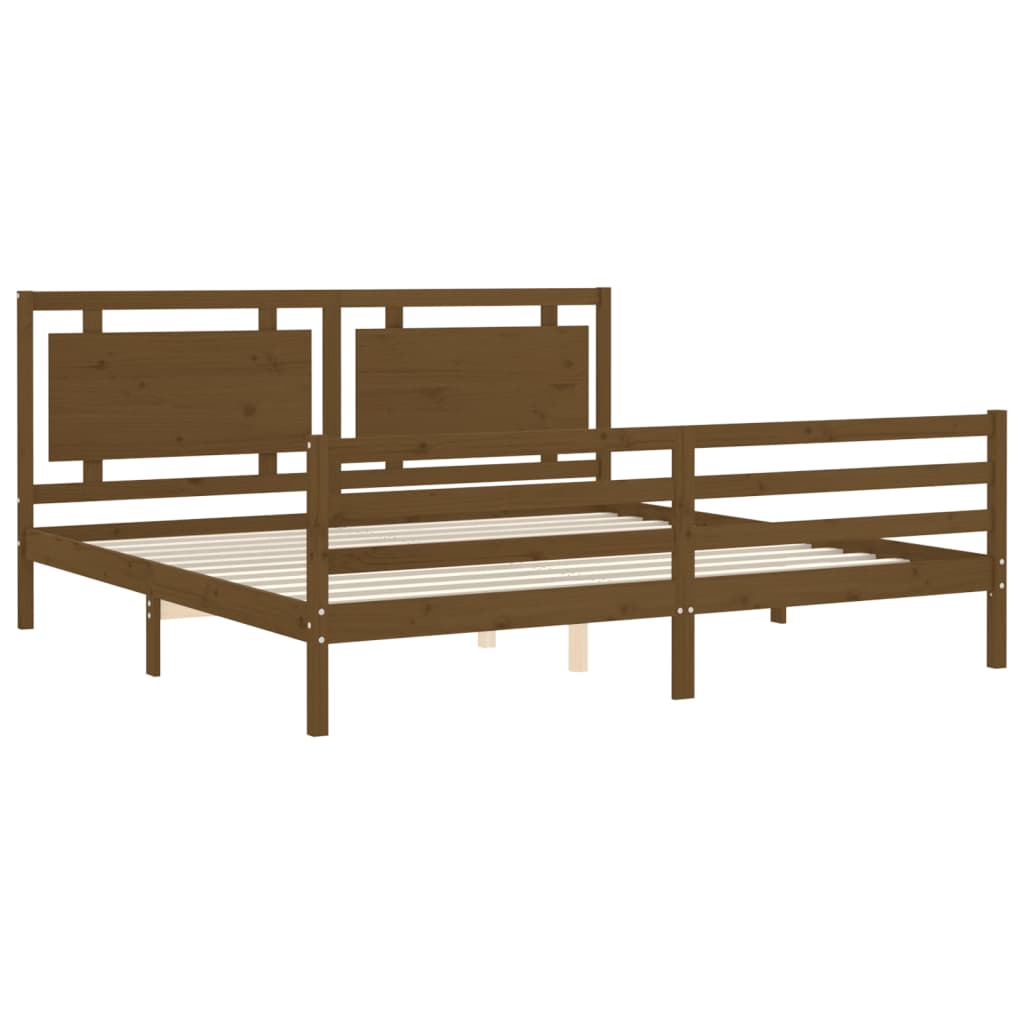 vidaXL Estructura cama y cabecero madera maciza marrón miel 200x200 cm