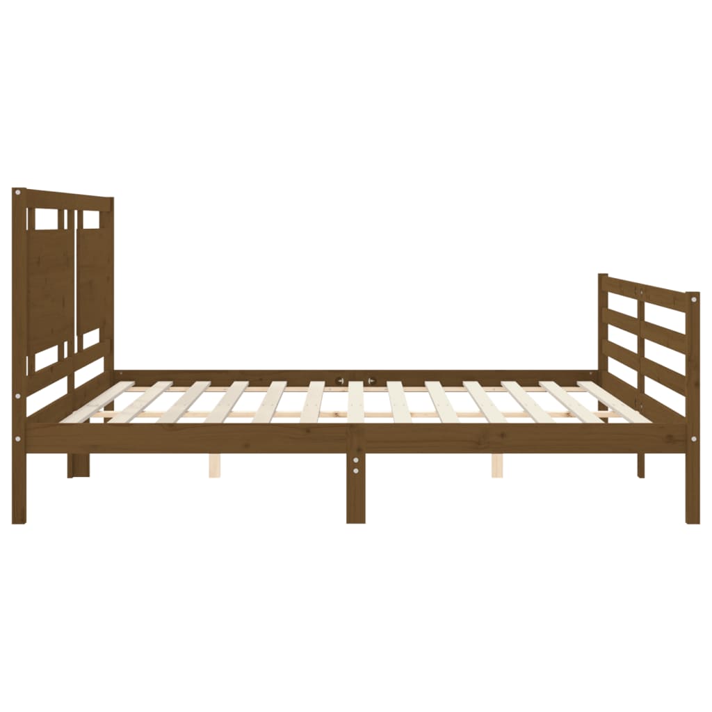 vidaXL Estructura cama y cabecero madera maciza marrón miel 200x200 cm