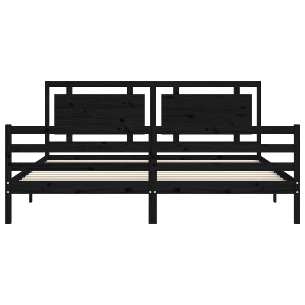 vidaXL Estructura de cama con cabecero madera maciza negro 200x200 cm