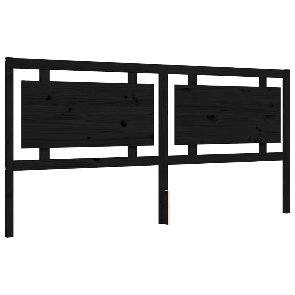 vidaXL Estructura de cama con cabecero madera maciza negro 200x200 cm