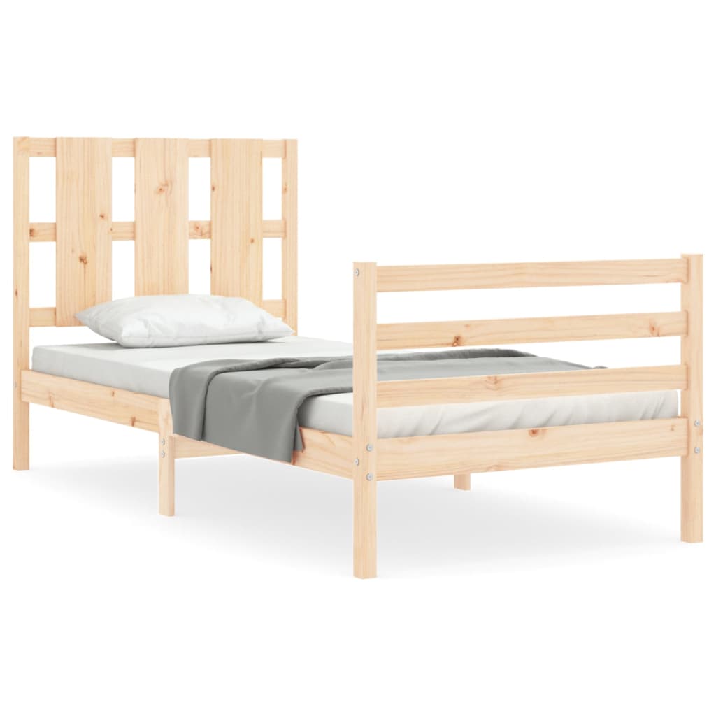 vidaXL Estructura de cama individual con cabecero madera maciza