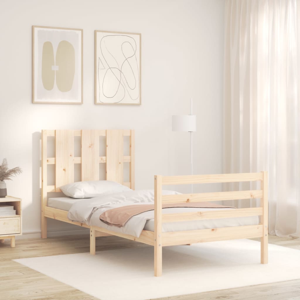 vidaXL Estructura de cama individual con cabecero madera maciza