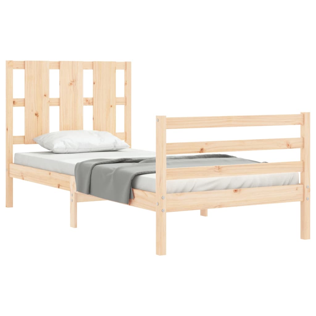 vidaXL Estructura de cama individual con cabecero madera maciza