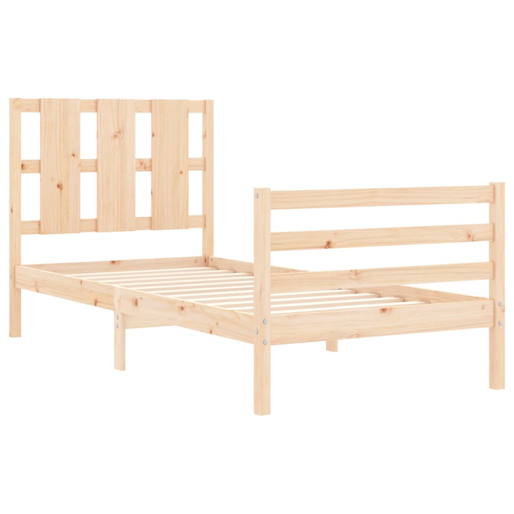 vidaXL Estructura de cama individual con cabecero madera maciza