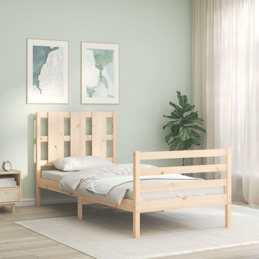 vidaXL Estructura de cama individual con cabecero madera maciza