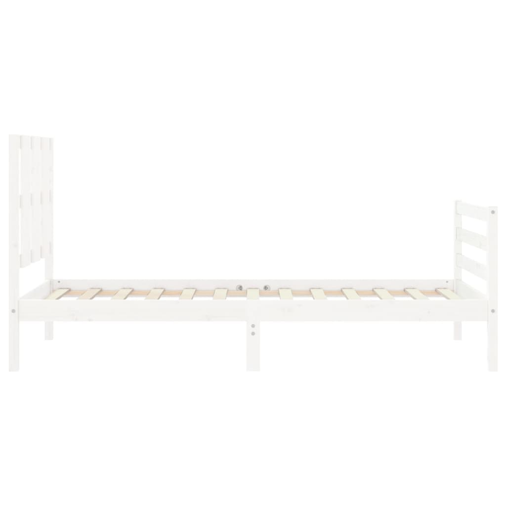 vidaXL Estructura de cama individual con cabecero madera maciza blanco