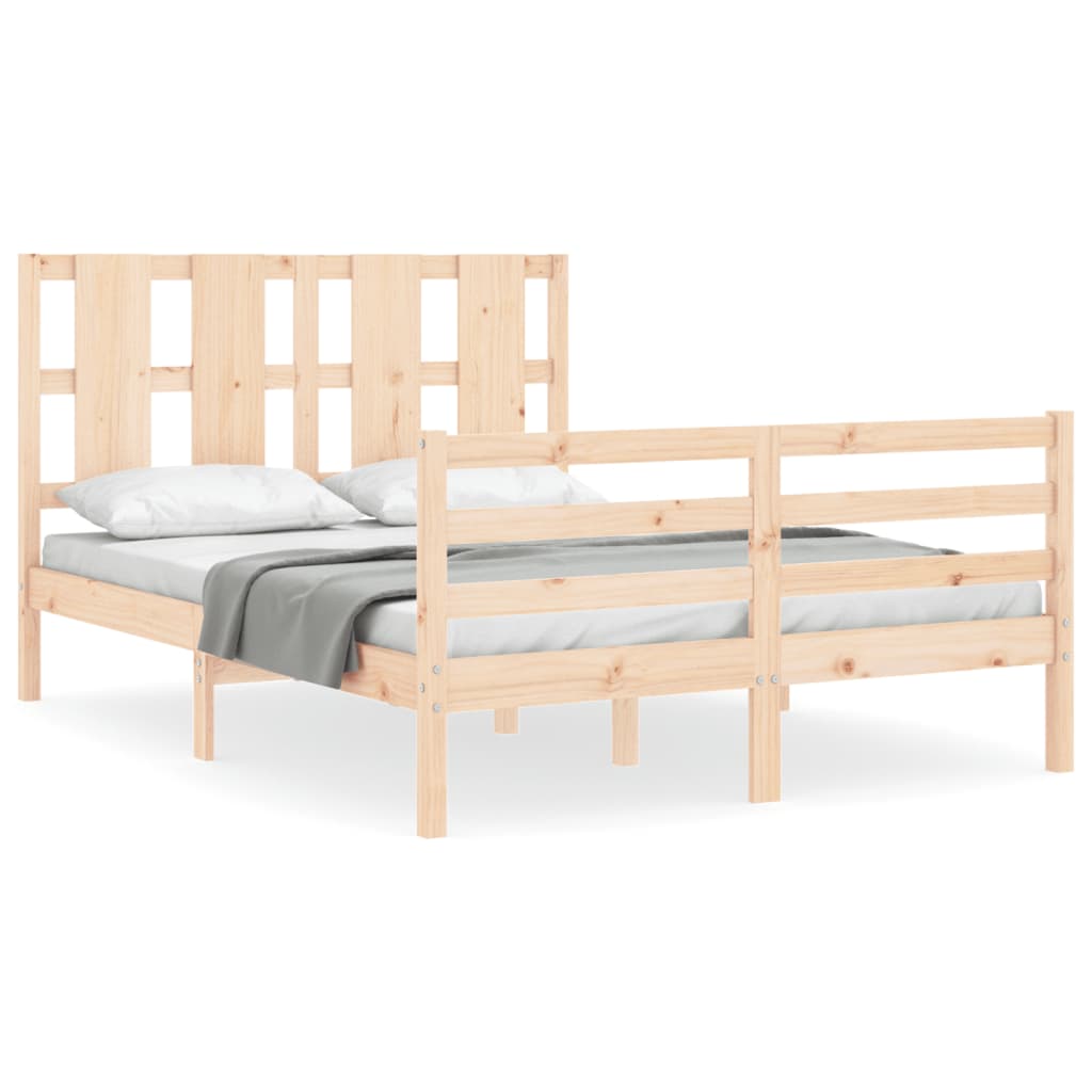 vidaXL Estructura de cama de matrimonio con cabecero madera maciza