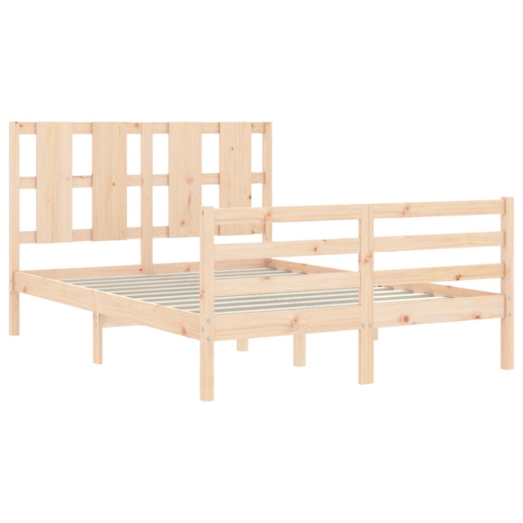 vidaXL Estructura de cama de matrimonio con cabecero madera maciza