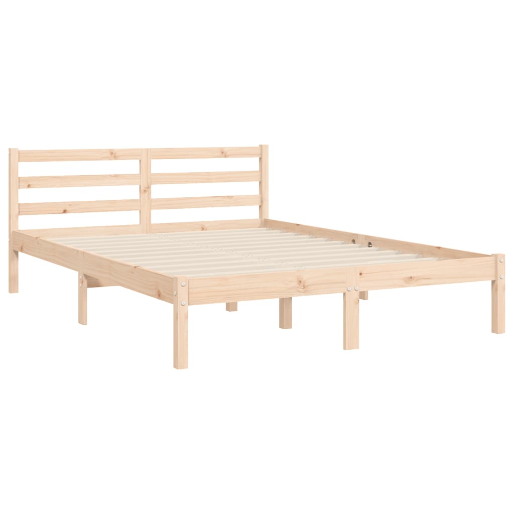 vidaXL Estructura de cama de matrimonio con cabecero madera maciza