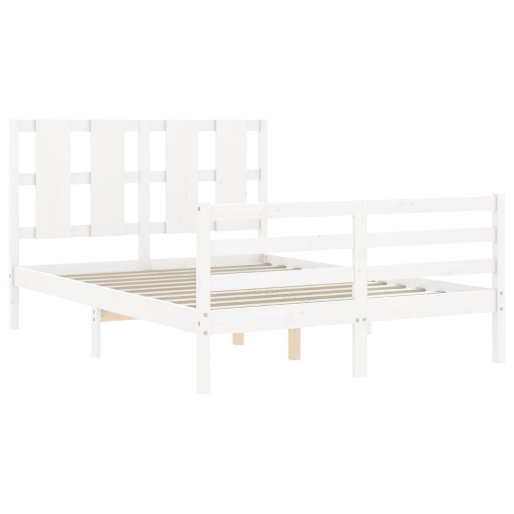 vidaXL Estructura cama de matrimonio con cabecero madera maciza blanco