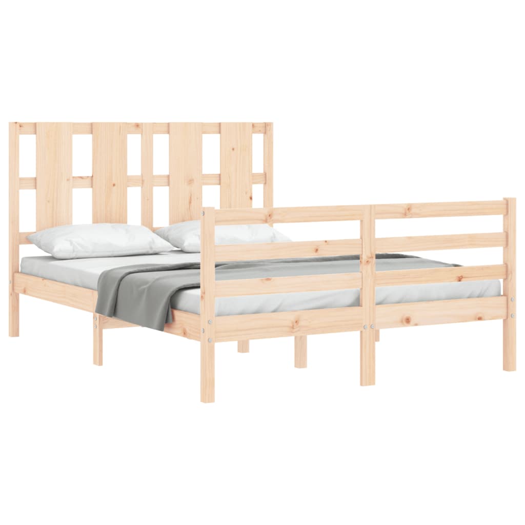 vidaXL Estructura de cama de matrimonio con cabecero madera maciza