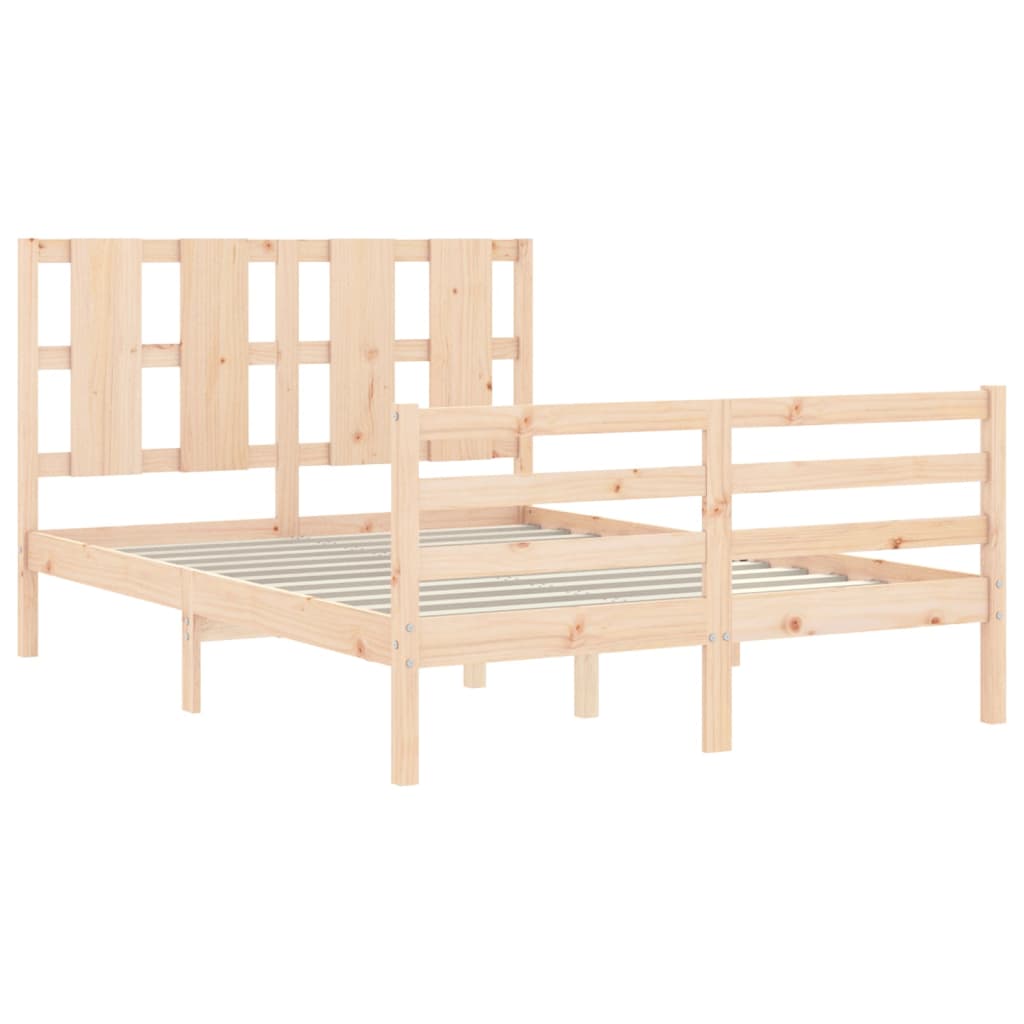 vidaXL Estructura de cama con cabecero madera maciza 140x190 cm