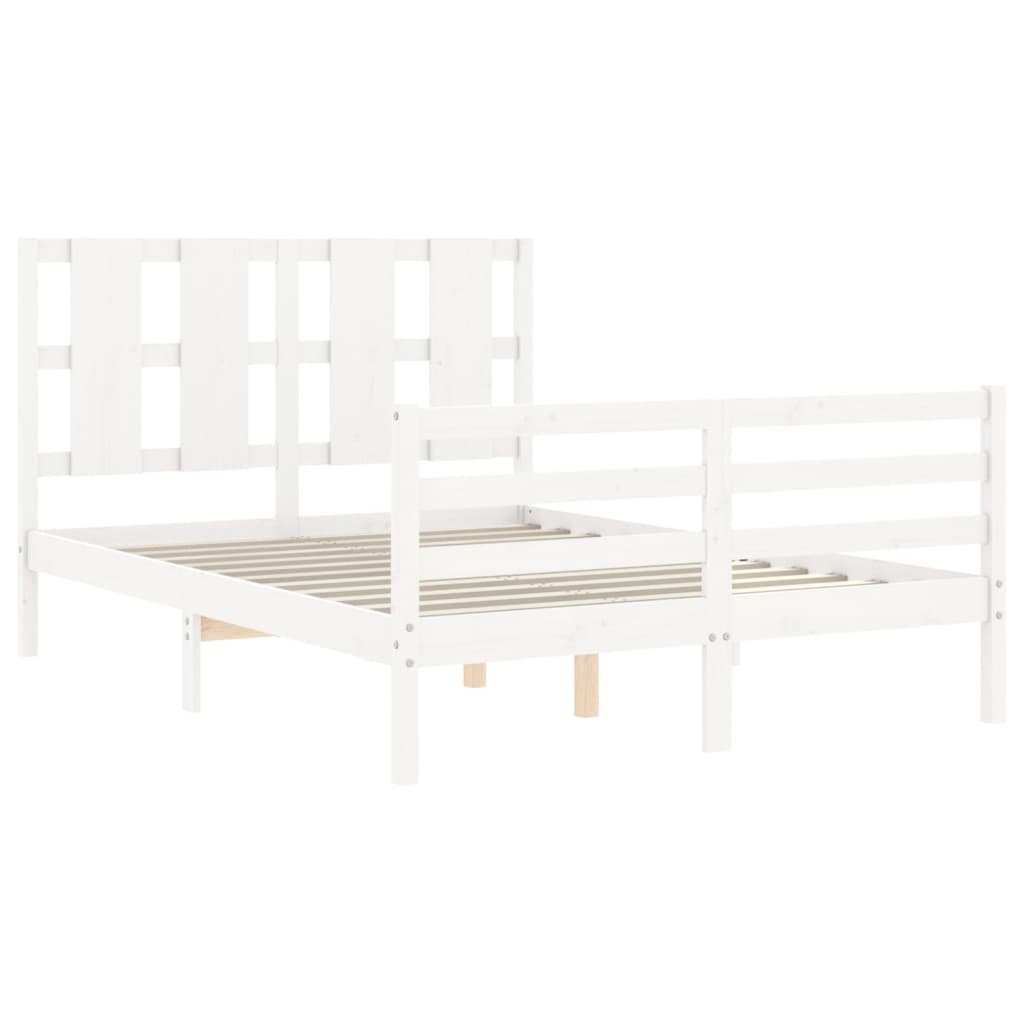 vidaXL Estructura de cama con cabecero madera maciza blanco 140x190 cm