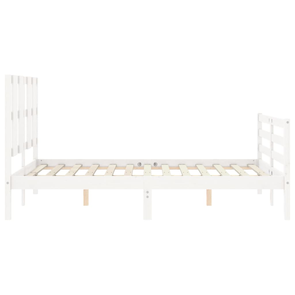 vidaXL Estructura de cama con cabecero madera maciza blanco 140x190 cm