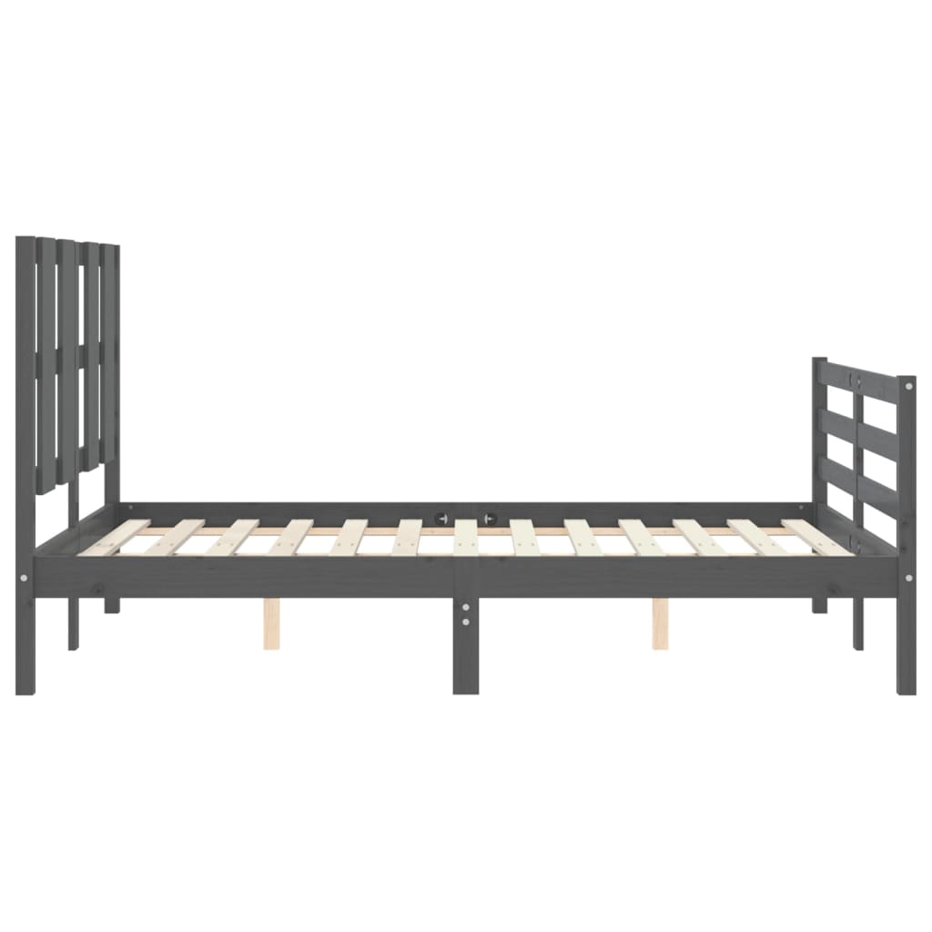 vidaXL Estructura de cama con cabecero madera maciza gris 140x190 cm