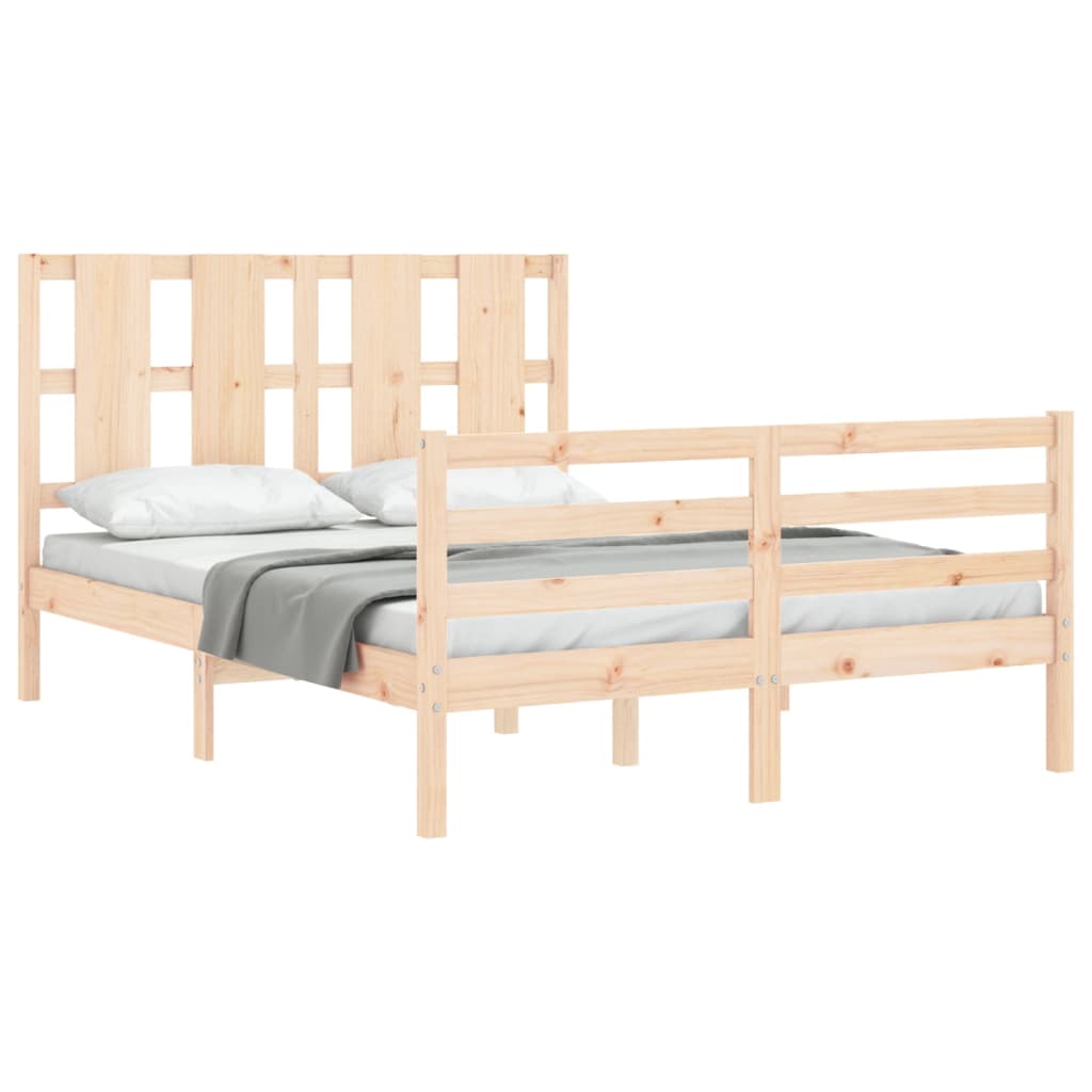 vidaXL Estructura de cama con cabecero madera maciza 140x200 cm