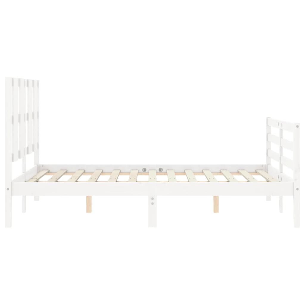 vidaXL Estructura de cama con cabecero madera maciza blanco 140x200 cm