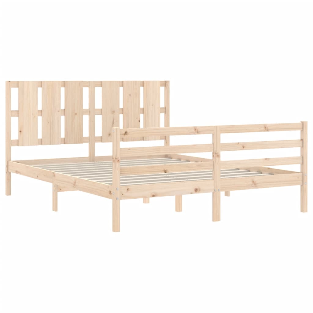 vidaXL Estructura de cama de matrimonio con cabecero madera maciza